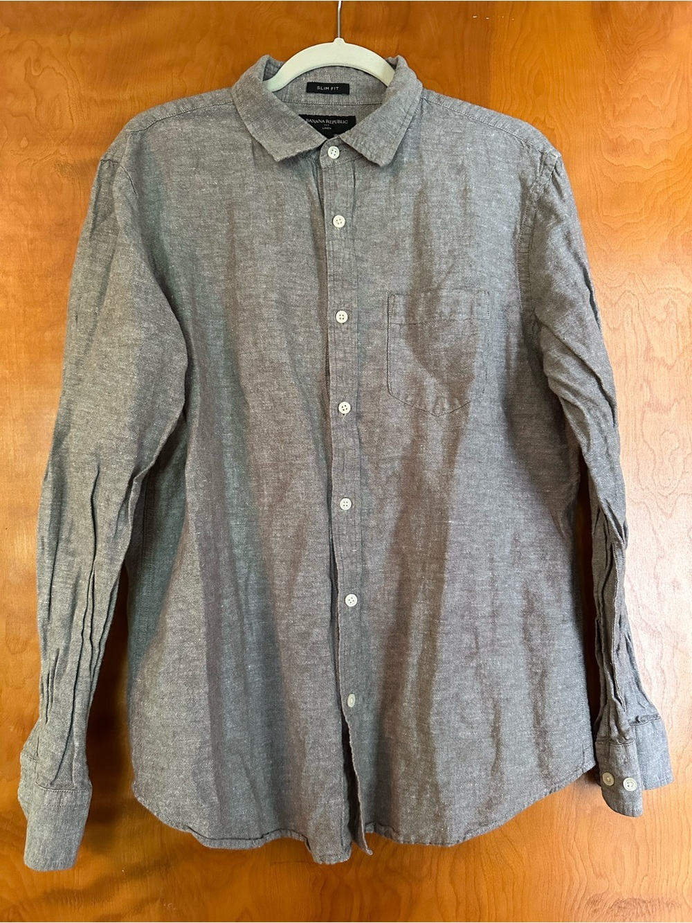 Men’s Banana Republic Gray Linen  Button Down Casual Shirt, Size L